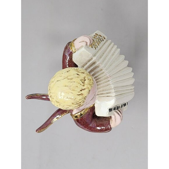Vintage Holland Mold Ceramic Angel Figurine Playing Accordion‎ Iridescent Glaze - Picture 5 of 13